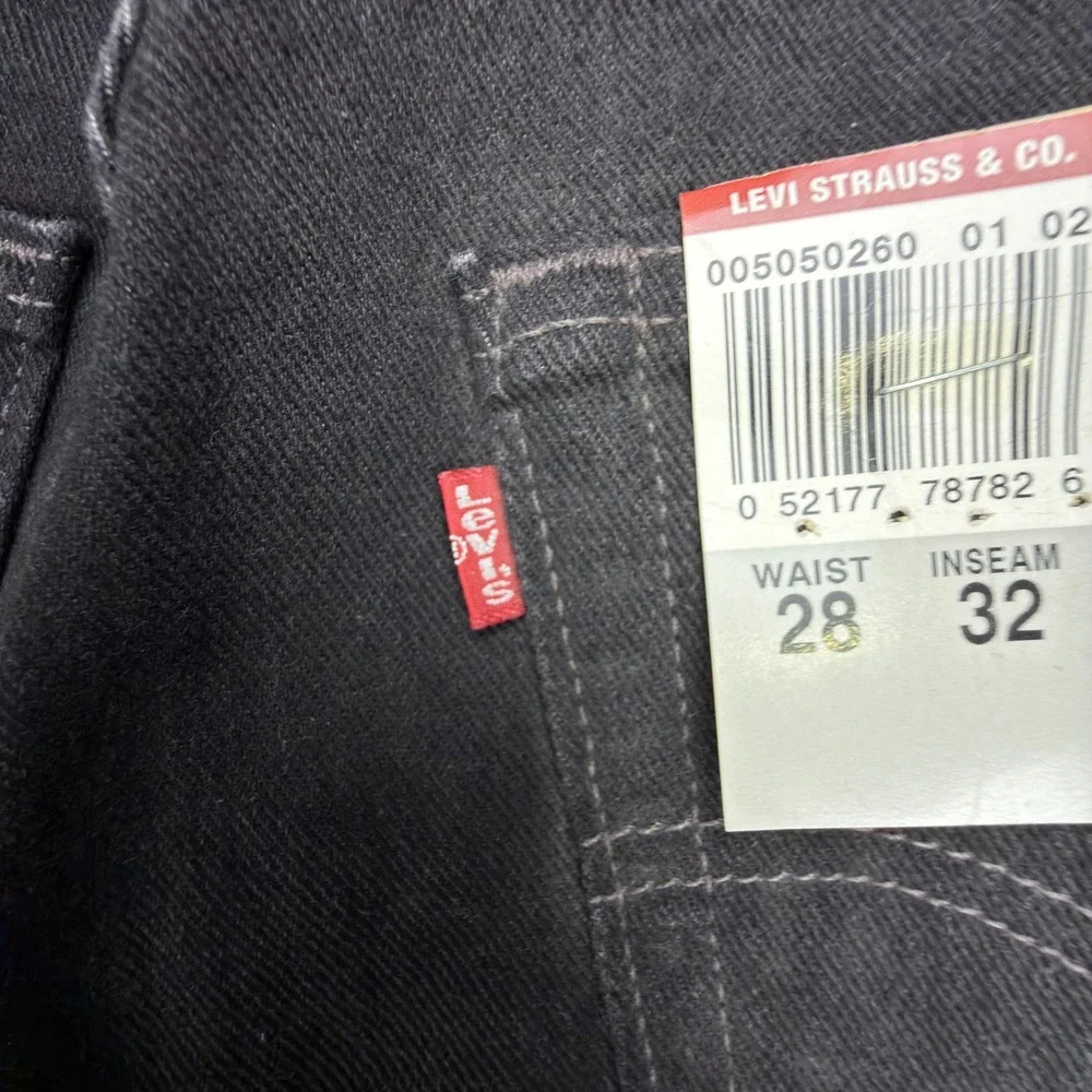 Levis 505 Regular Fit Straight Leg Jeans Mens 28x32 Black NWT NOS Vintage‎